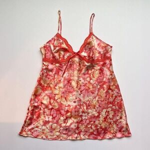 Linea Donatella Vintage Pink and Orange Slip Dress with Tropical Floral print